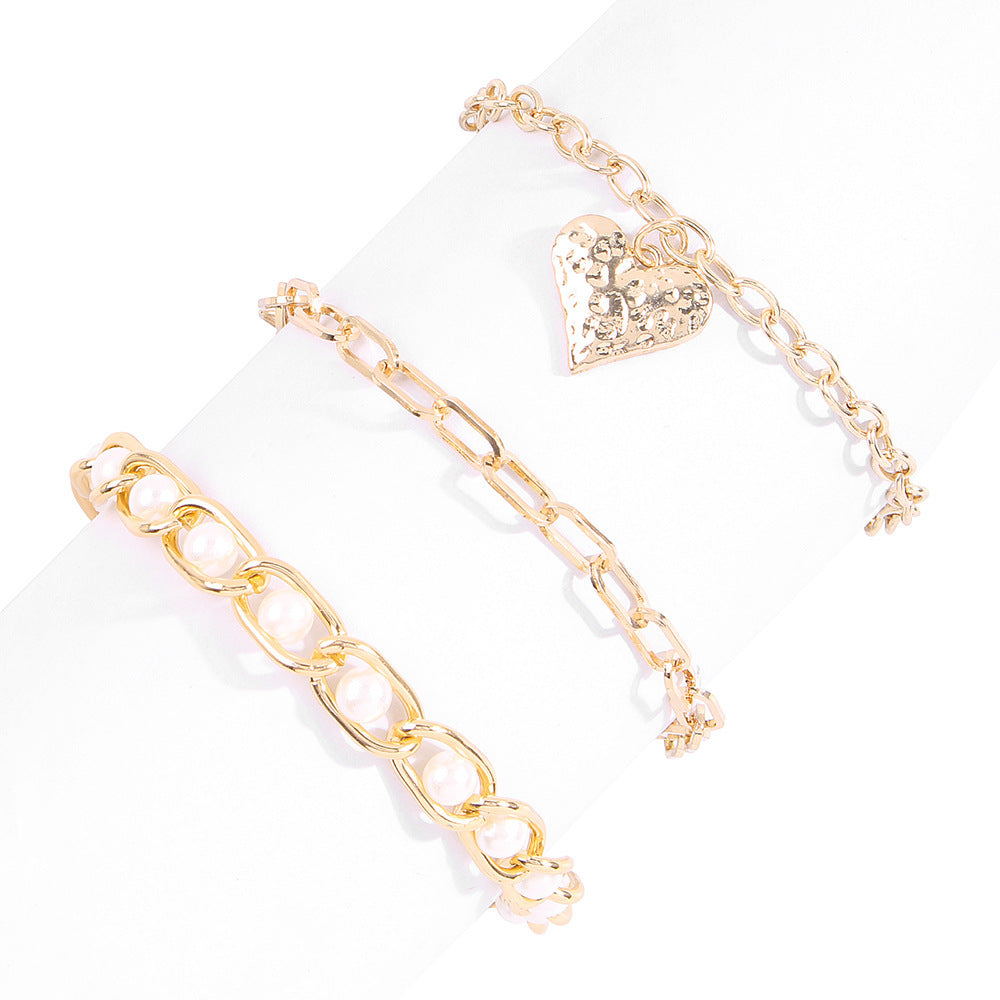 Womens Alloy Bracelet Exaggerated Thick Chain Layered Fashion Jewelry Electroplated Imitation Gold Finish Bracelet