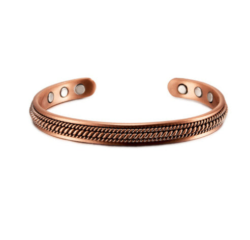 Magnetic Red Copper Adjustable Retro Ring Bracelet Set For Women Elegant Fashion Jewelry Durable Accessory Gift