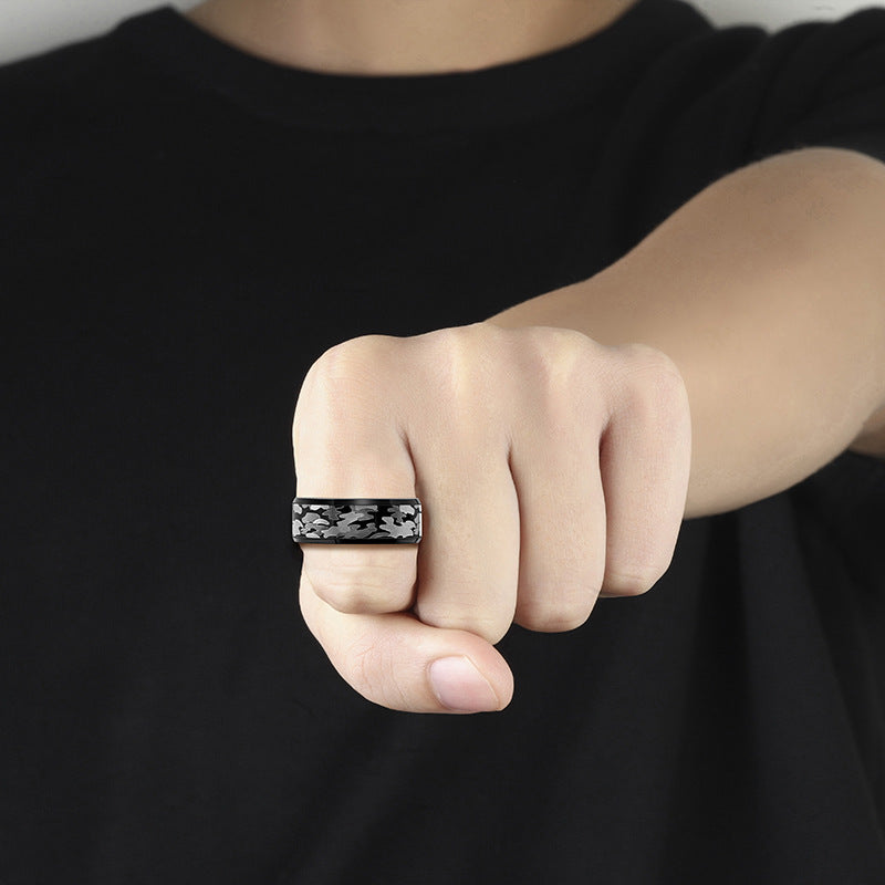 Mens Tungsten Gold Ring 8mm Polished Electroplated Hip Hop Style Korean Fashion Jewelry For Daily Wear Event Club