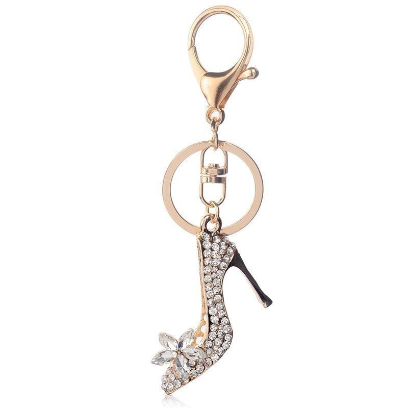Womens High Heel Keychain Fashion Zinc Alloy Key Chain Gold Color Shoe Accessory For Purse Handbag Keys Wallet