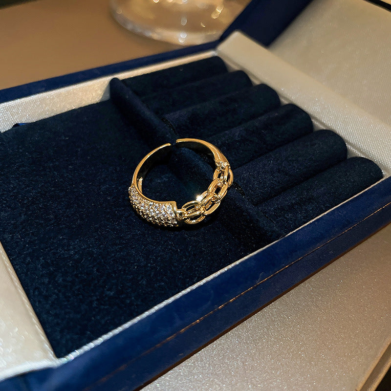 Double Layer Ring Geometric Copper Ring Opal Inlay Gold Plating Exquisite Design Fashion Jewelry Chic Ring Now