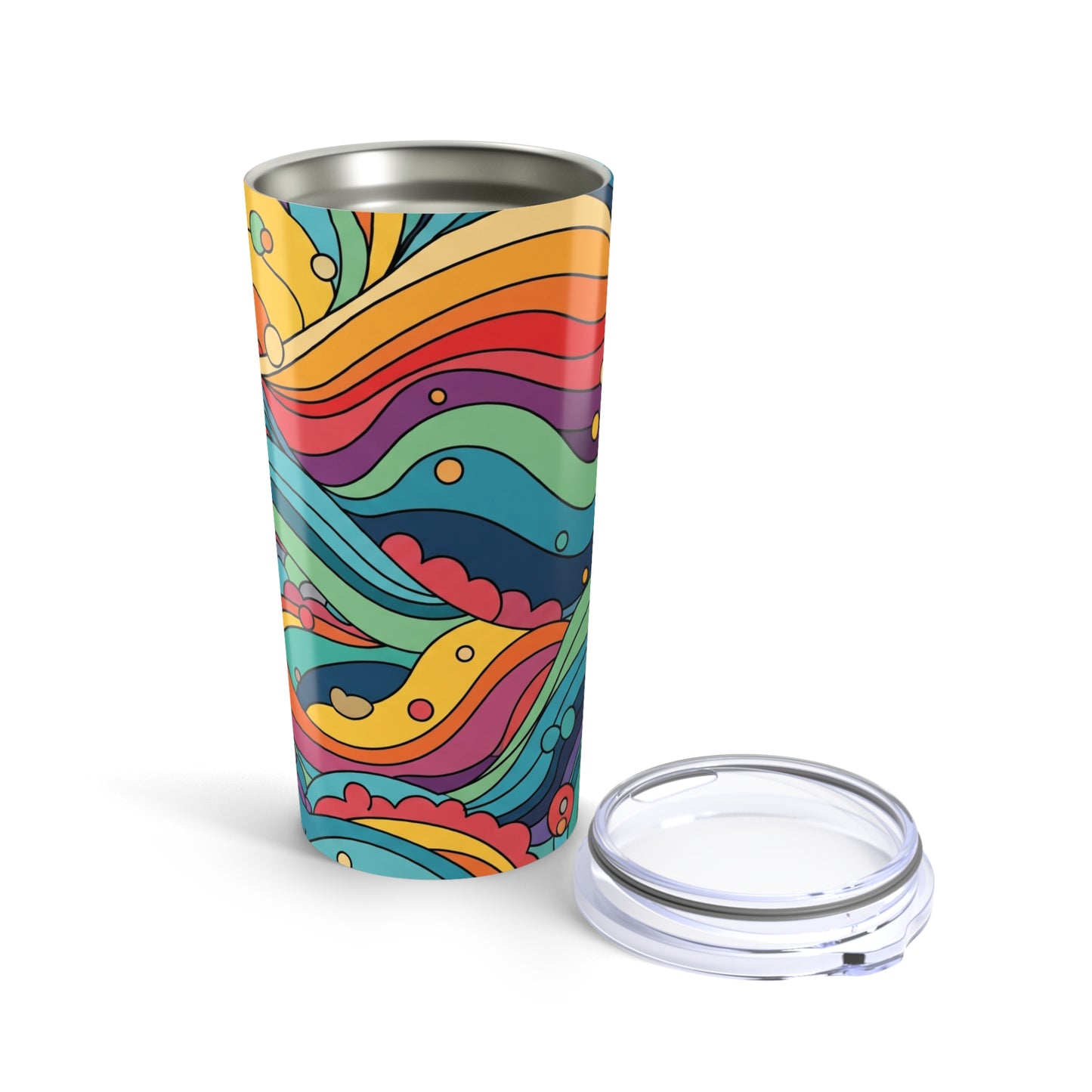 20oz Stainless Steel Tumbler With Printed Design Double Wall Vacuum Insulation Spill Resistant Hot Cold Coffee Cup