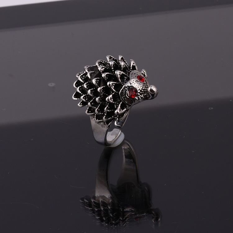 Mens Titanium Steel Ring Adjustable Open Design Retro Korean Zodiac Animal Alloy Inlaid Artificial GemstonesX