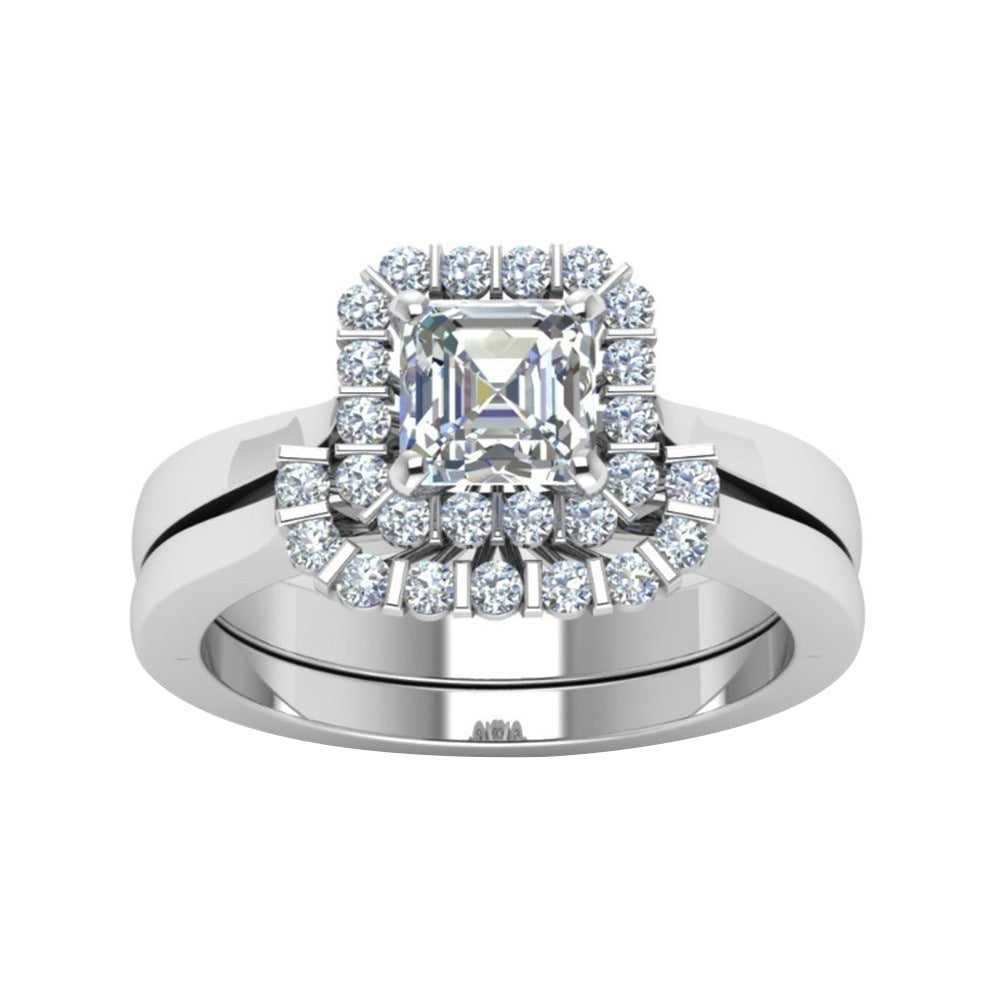 Geometric Zircon Ring Alloy Silver Tone Jewelry For Women Fashion Statement Gift Everyday Statement Trends Day