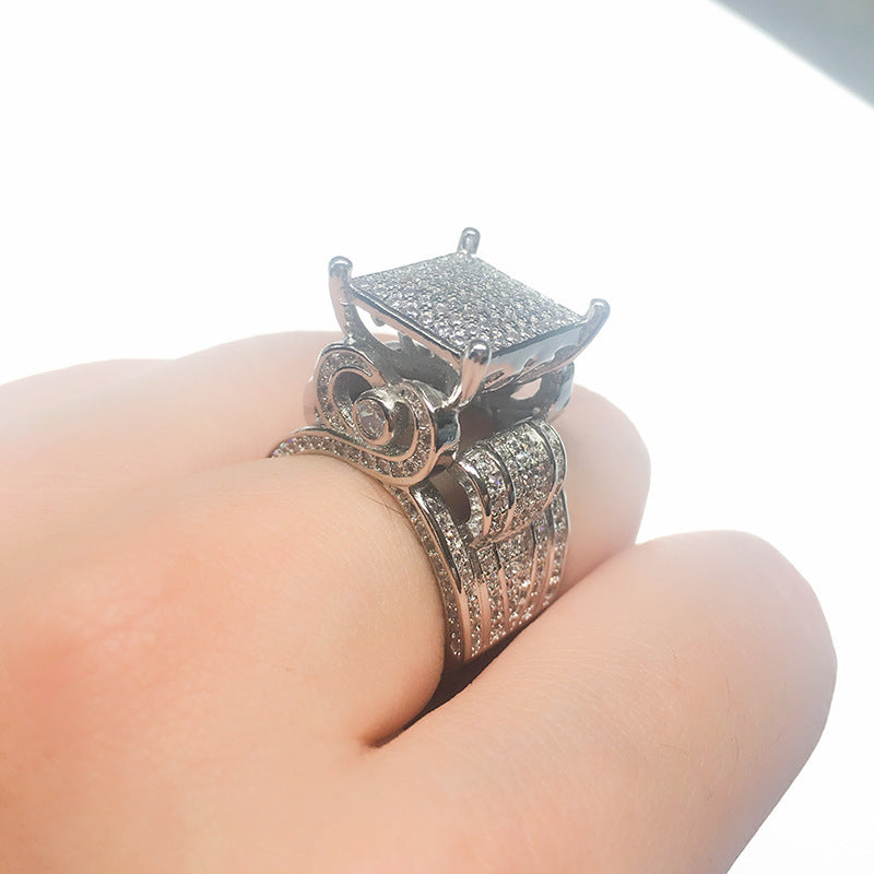 Heart Ring GoldPlated Copper Inlaid Gem Ring Exaggerated Cutout Diamond Jewelry Gifts For Her Sizes 6 7 8 9 10