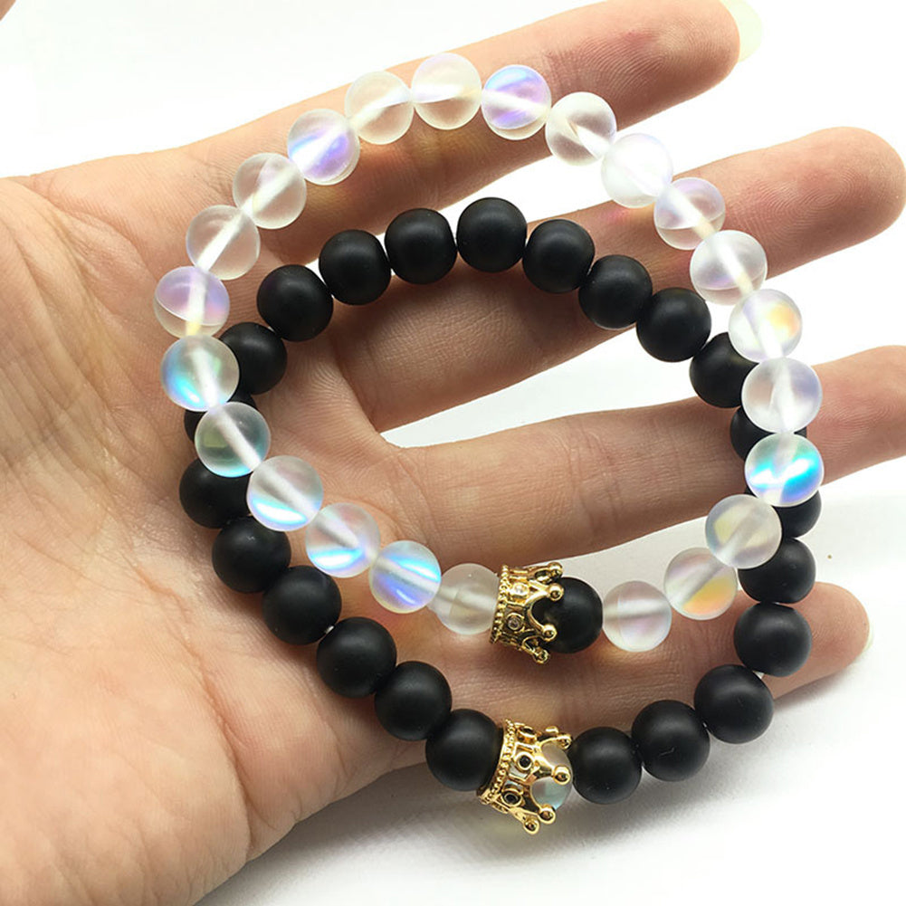 Unisex Constellation Glass Bead Bracelet 8mm Beads 19cm Length For Anniversary Gift Or Couple Opening Ceremony