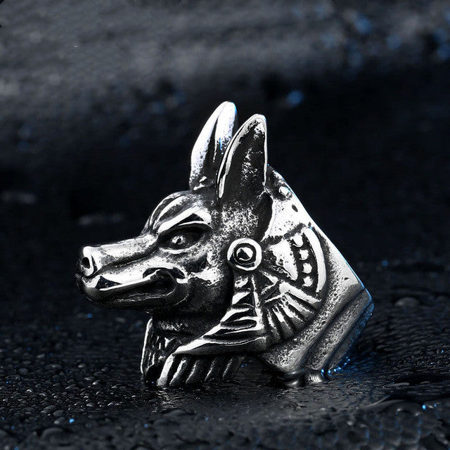 Mens Titanium Steel Ring Vintage Wolf Head Zodiac Sign Ring For Men Durable Bold Statement Accessory Everyday Wear