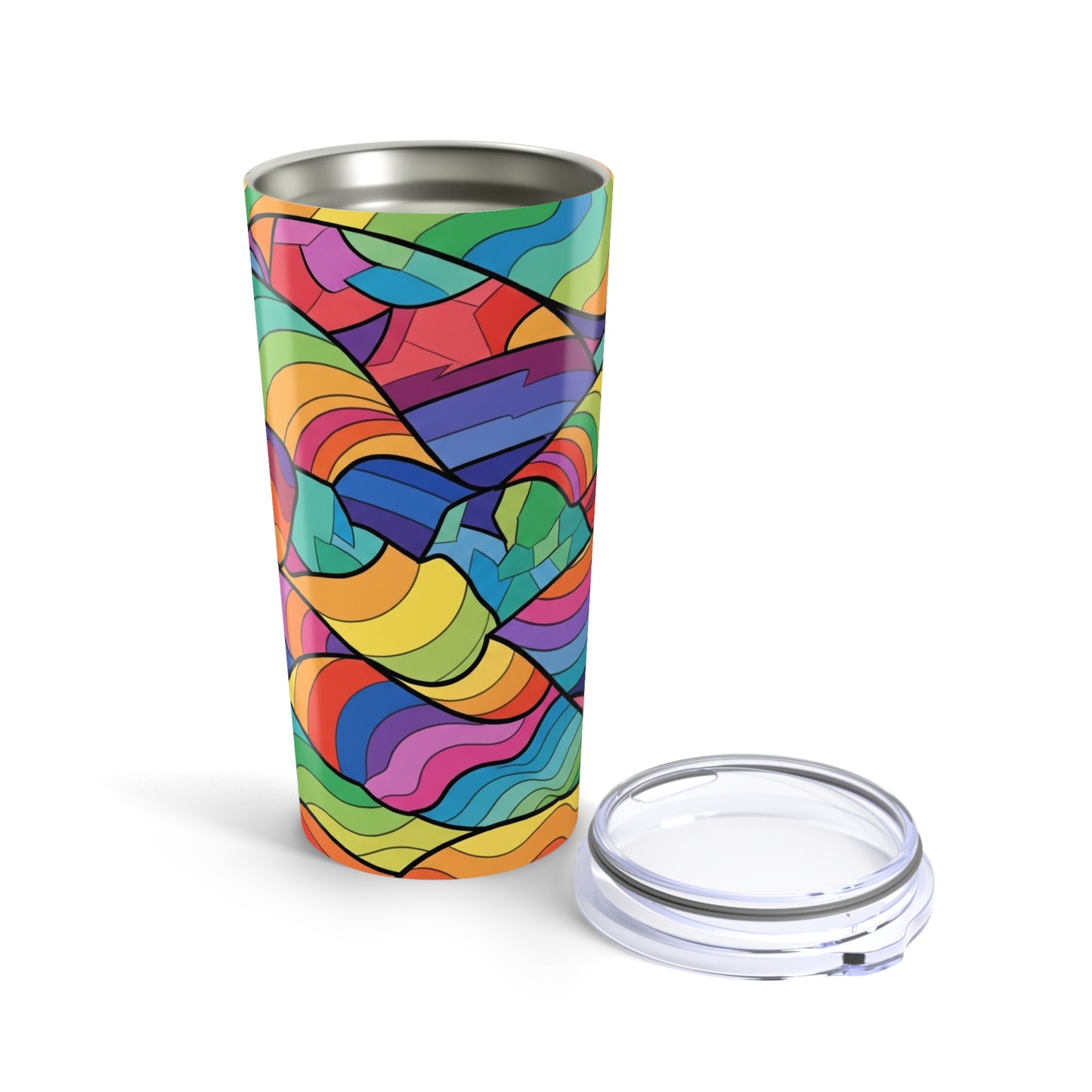 20oz Stainless Steel Travel Mug With Double Wall Vacuum Insulation Spill Resistant Printed Design Coffee Cup