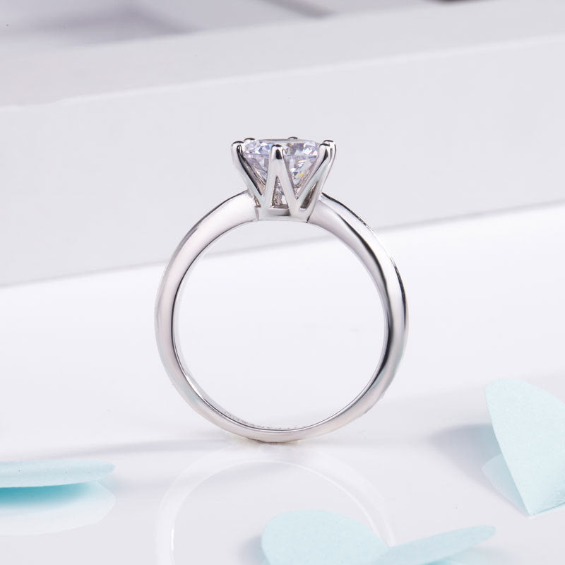 Copper Ring Six Claw Diamond Geometric Lightweight Ring