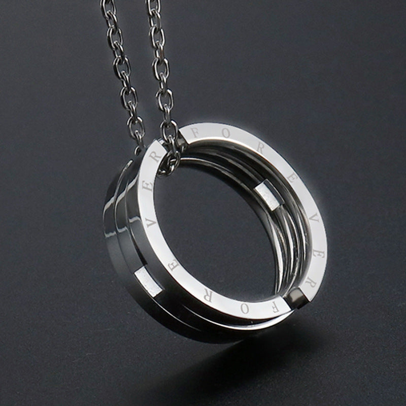 Geometric Titanium Steel Couple Rings Polished Design Matching Wedding Bands Non Inlayed Promise Rings For Him