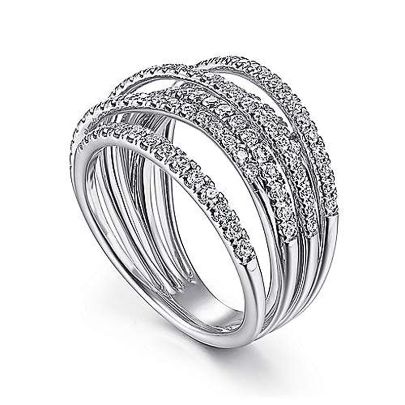 Geometric Zircon Copper Ring For Men And Women Hip Hop Modern Statement Jewelry Line Design Zircon Accents Gem