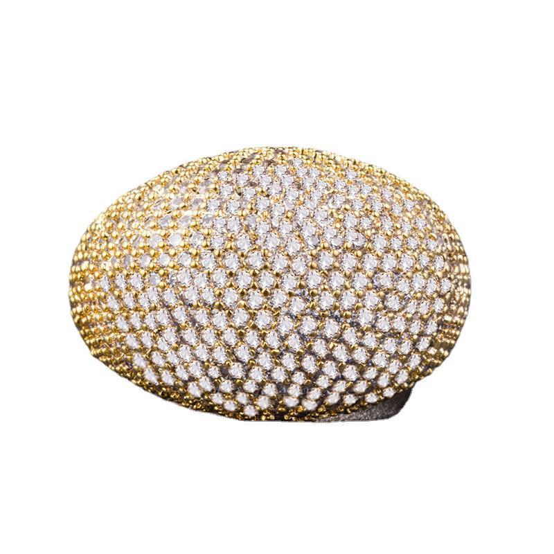 Womens Geometric Copper Ring Gold Plated Inlaid Artificial Gems European American Style Individually Packed UK