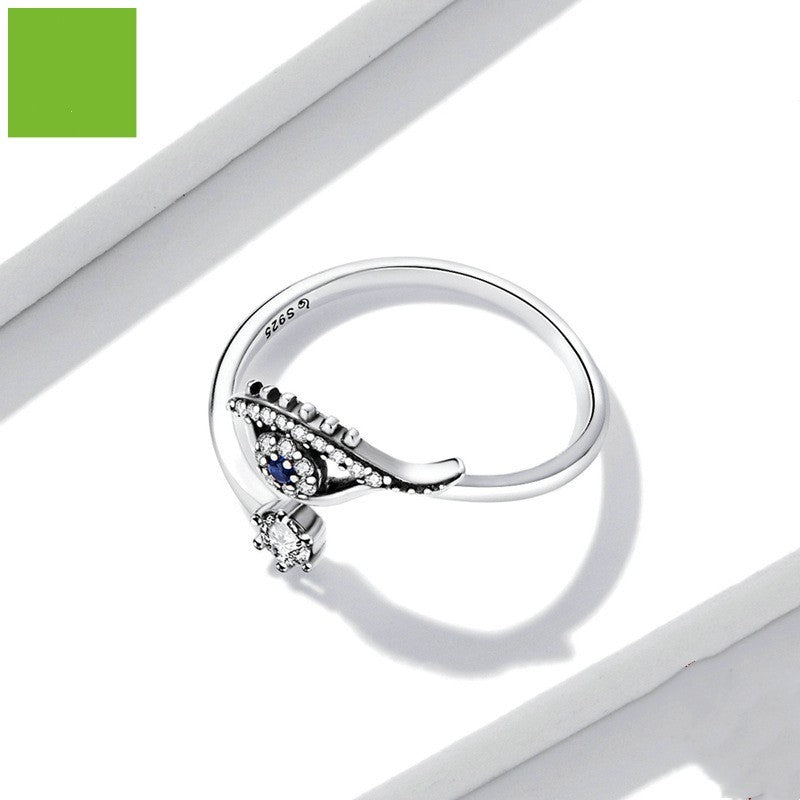 925 Sterling Silver Ring With Diamond Eye Design For Women Gift Jewelry Fashion Accessory Elegant Shine Finish