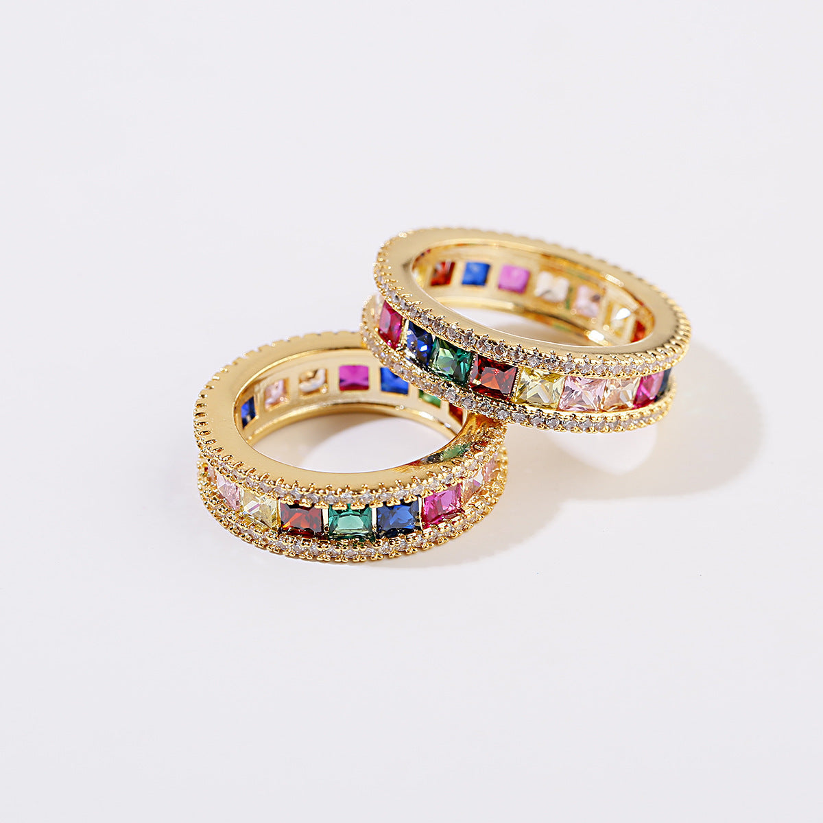 Geometric Alloy Ring With Artificial Gems And Semi Precious Stones Birthday Gift Jewelry For Women All Match Color