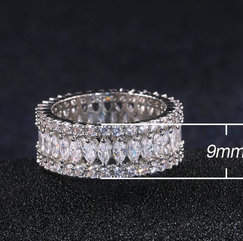 Womens Copper Zircon Diamond Circle Ring Elegant Dainty Fashion Jewelry Accessory Gift For Her Shiny Statement Jewelry