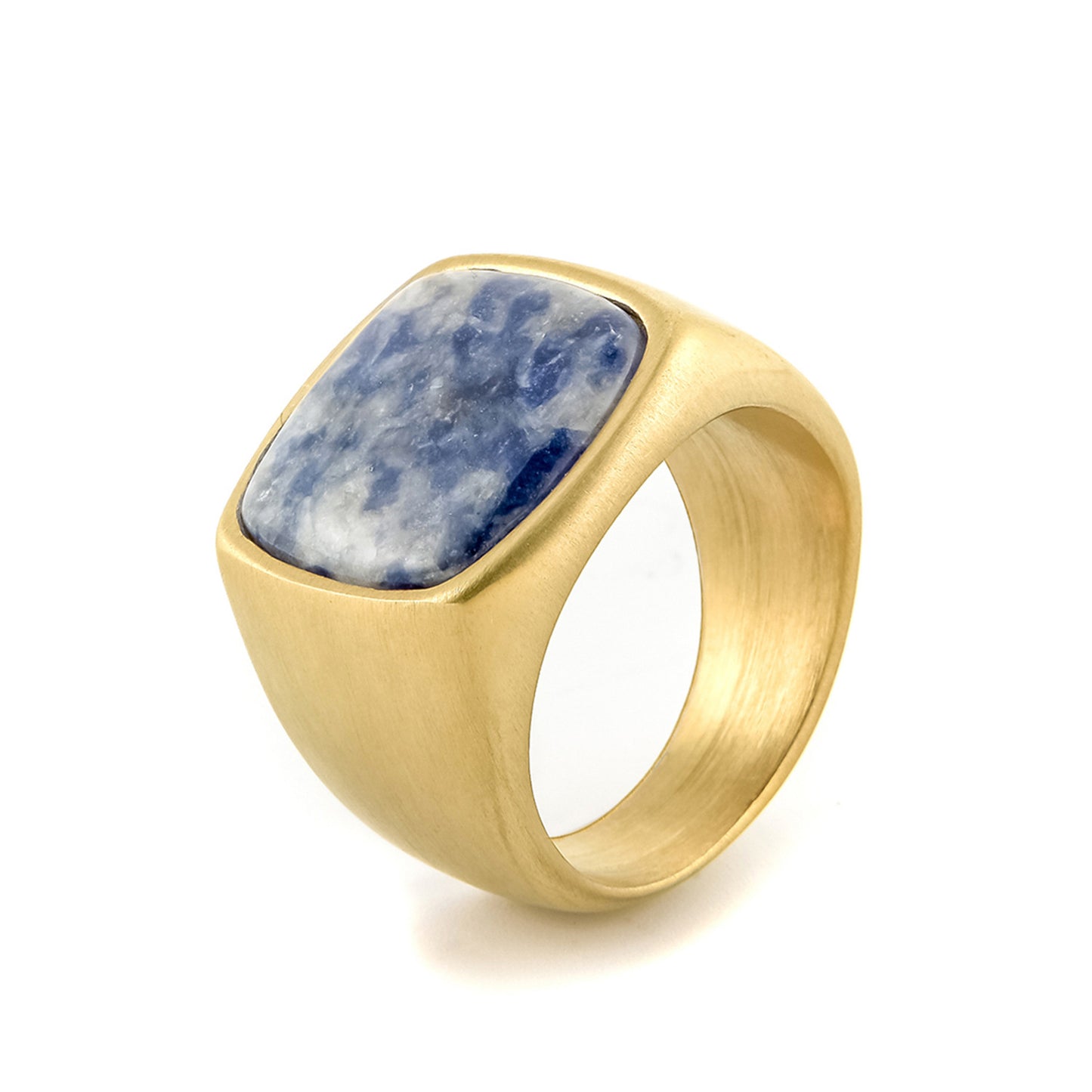 Mens Stainless Steel Ring Black Agate Geometric Design European American Casting Ring Gift For Trade Fairs Now