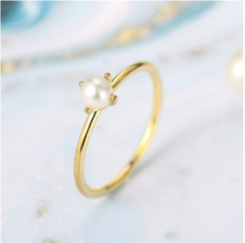 Womens Ring Thin Circle With Mother Of Pearl Plant Flowers Pattern Japanese Korean Design Fashion Jewelry Ring