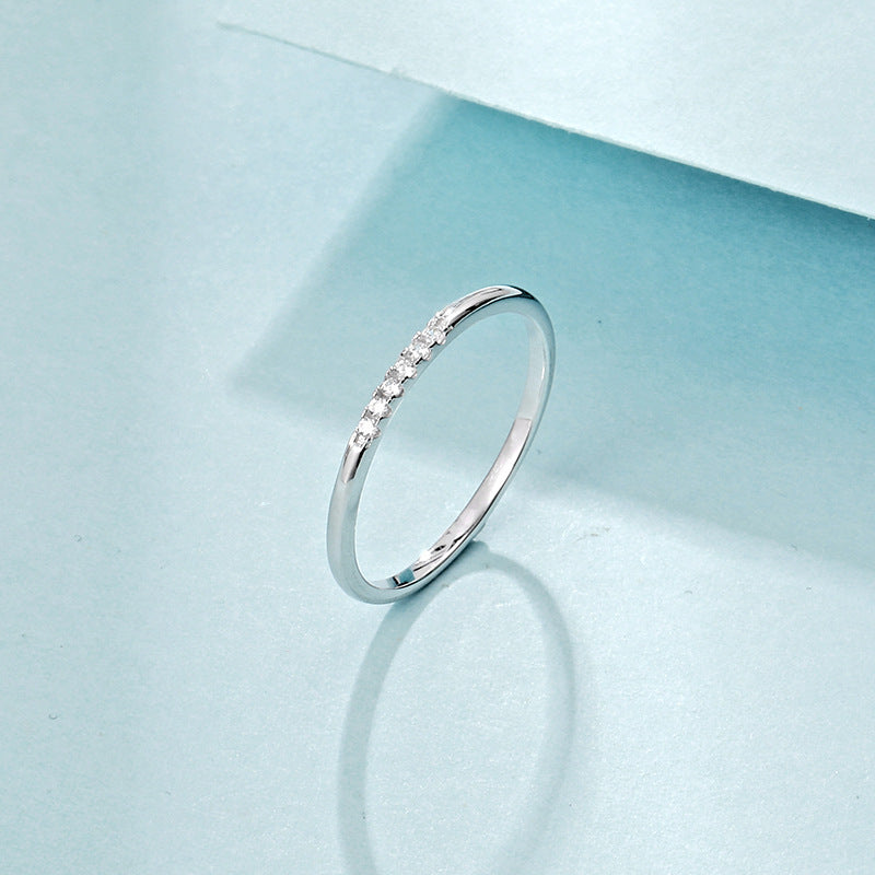 Silver Ring for Women Diamond Accent Electroplated Glossy Finish Dainty Fashion Jewelry for Engagement Gift Idea