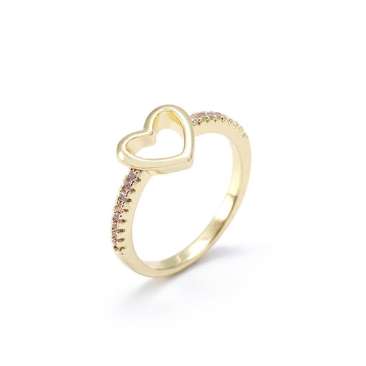 Heart Shaped Ring For Women Copper Gold Plated Finish