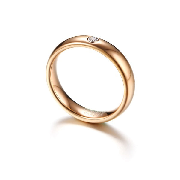 Tungsten Carbide Couple Rings Rose Gold Tone With CZ Stone Inlay For Engagement Wedding Anniversary Or Special