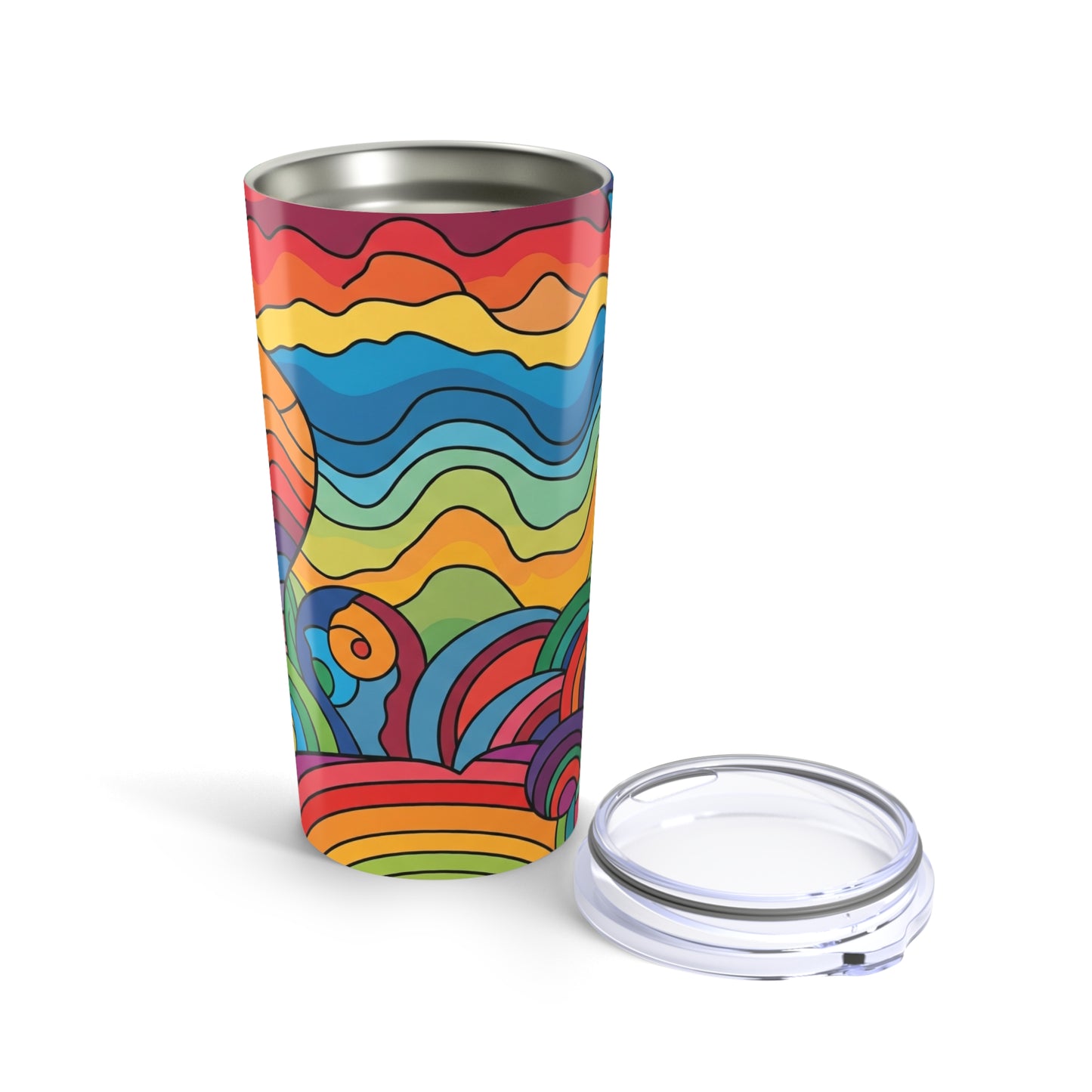 20oz Stainless Steel Tumbler Vacuum Insulated Spill Resistant Lid Keeps Drinks Hot or Cold with Printed Design