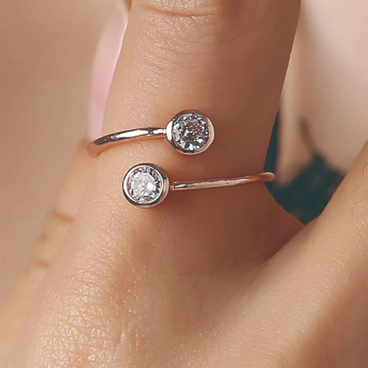 Copper Ring Geometric Band Inlaid Zircon Stones Electroplated Jewelry Ring Durable Elegant Fashion Accessories