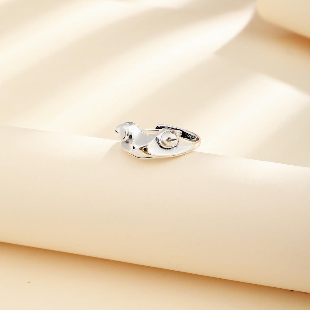 Unisex Frog Ring Adjustable Exaggerated Geometric Design Alloy Retro European American Style Jewelry Gear Trio