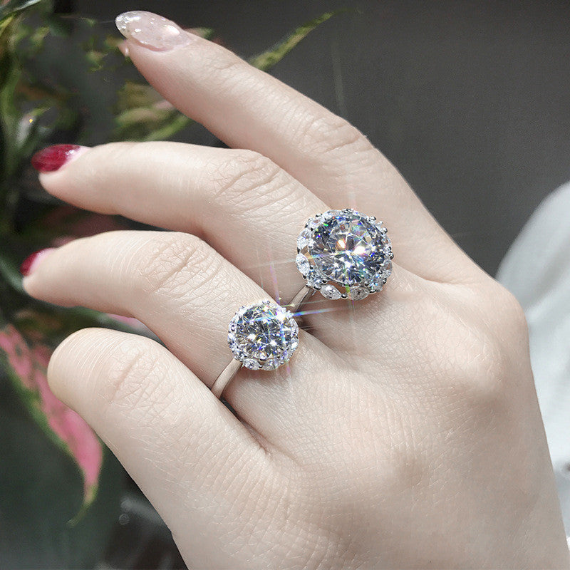 Copper Geometric Ring With Diamond Inlay Gemstone Silver