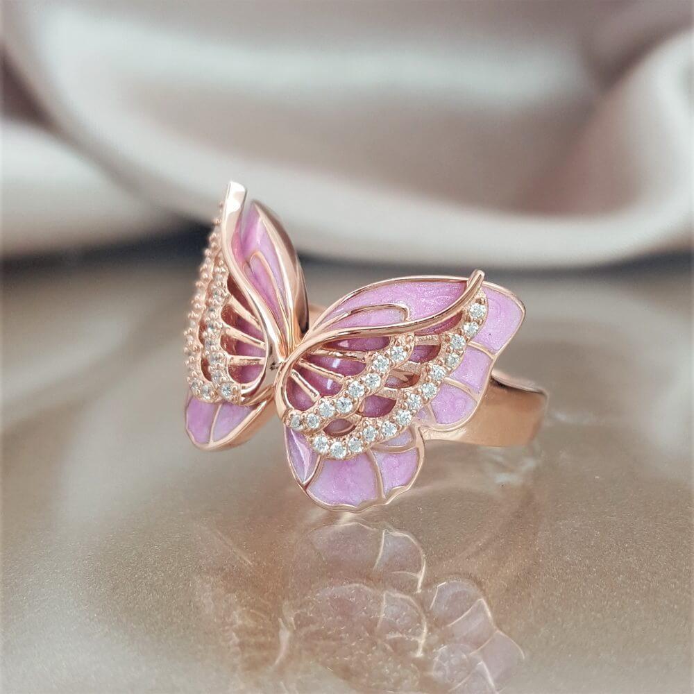 Women Rose Gold Butterfly Bowknot Ring Alloy Fashion Jewelry For Women European And American Style Daily Wear