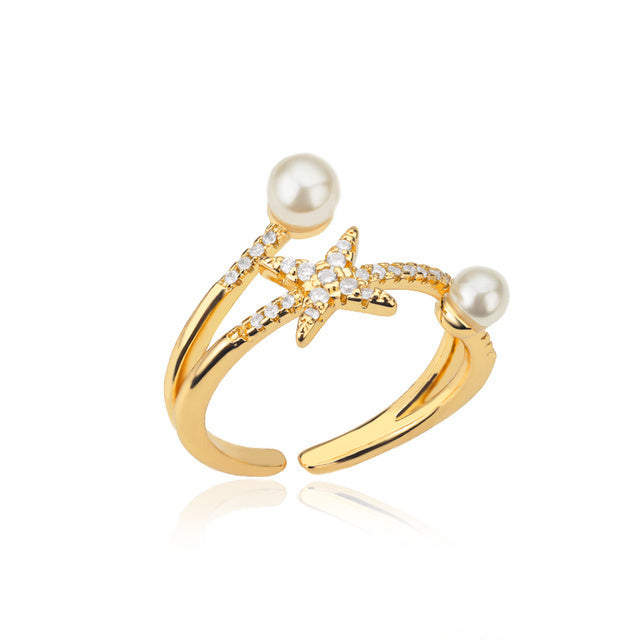 Retro Blue Zircon Ring for Women Geometric Copper Adjustable Statement Jewelry Niches Trendy Personality Rings