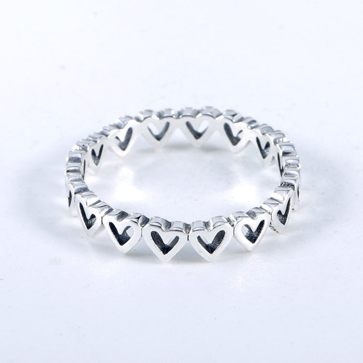 Ladies 925 Sterling Silver Heart Ring Claw Set Elegant Wedding Band European Fashion Ring For Daily And Occasions