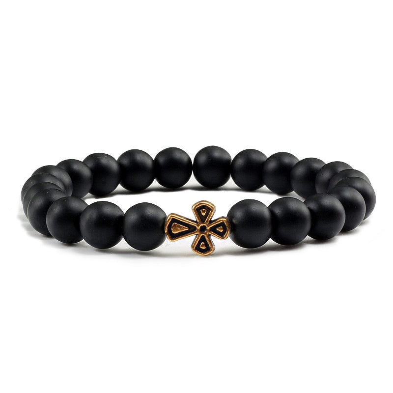 Ethnic Gold Plated Bracelet Round Beads Black Matte Finish Alloy Bangle National Fashion Wrapped Beads Leopard