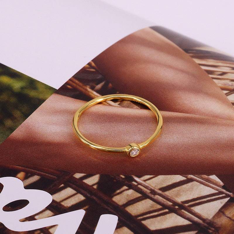 Gold Plated Sterling Silver Diamond Ring Japanese Style