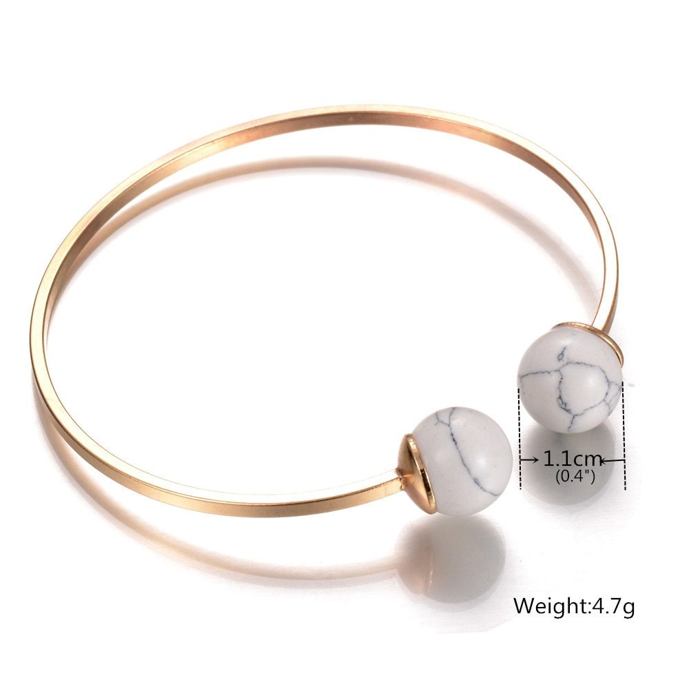 Womens Marbled Round Bead Bracelet Alloy Geometric Design Elegant Jewelry Individually Packed Simple Accessory