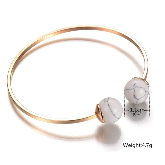 Womens Marbled Round Bead Bracelet Alloy Geometric Design Elegant Jewelry Individually Packed Simple Accessory