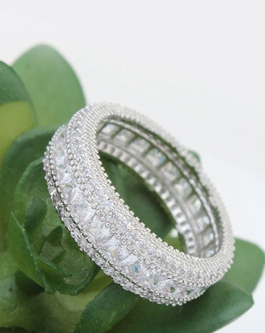 Womens Diamond Ring Gold Plated Copper Band with AAA Zirconia Inlay Artificial Gemstone Jewelry Fashion Accessory