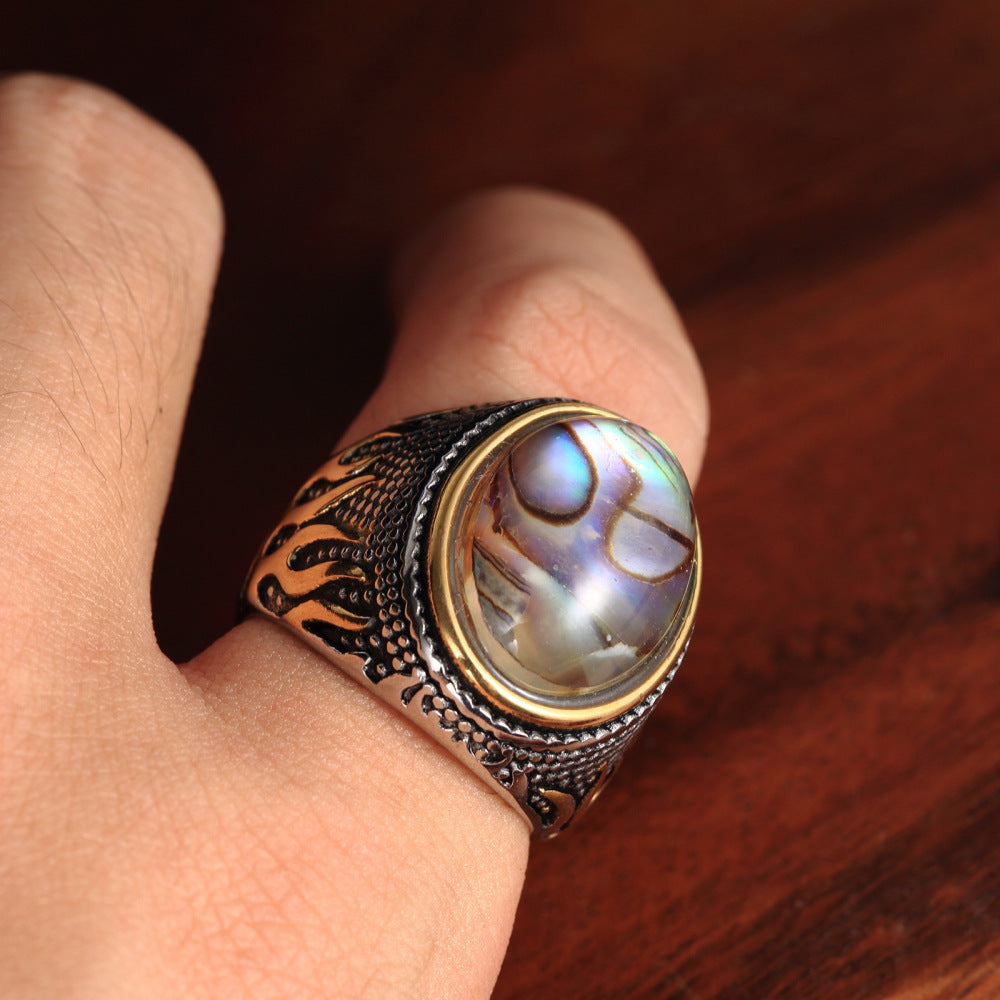 Stainless Steel Tiger Eye Ring Geometrical Flame Design Fashion Jewelry for Men and Women Europe Americas Gifts