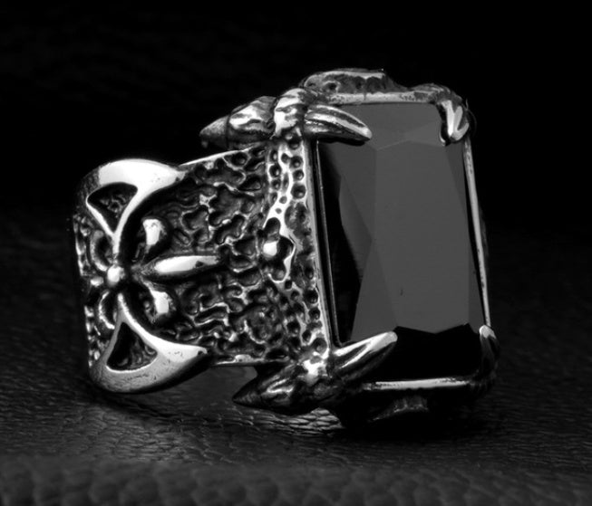 Mens Stainless Steel Crown Ring With Vintage Stone Inlay For Anniversary Gift And Statement Jewelry Wide For Men