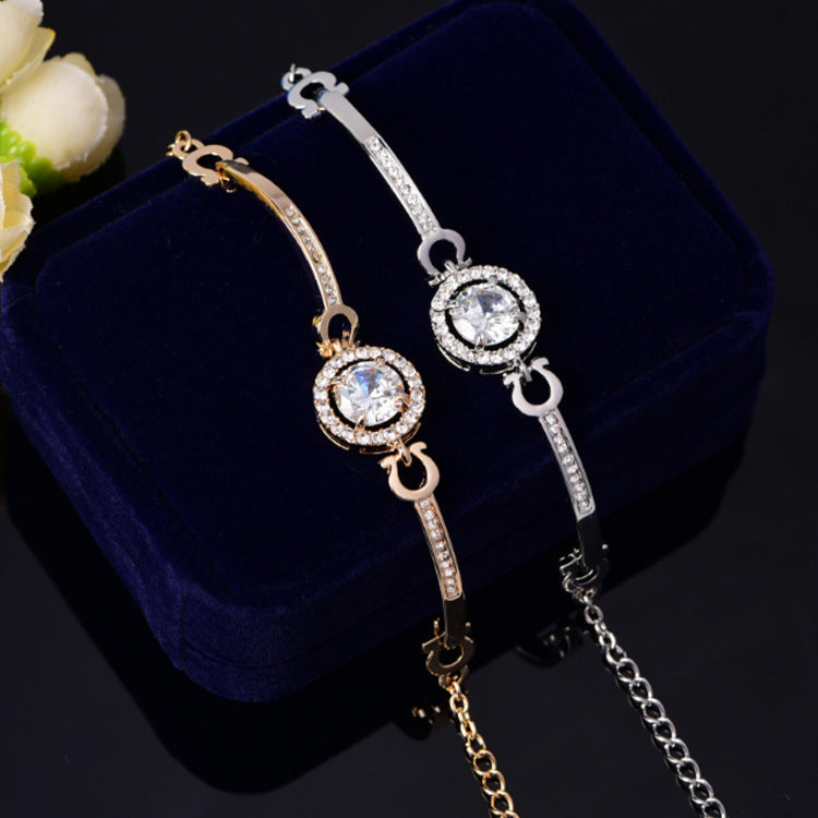 Womens Zircon Copper Alloy Bracelet Elegant Fashion Design Jewelry Gift For Her Luxury Understated Timeless XL
