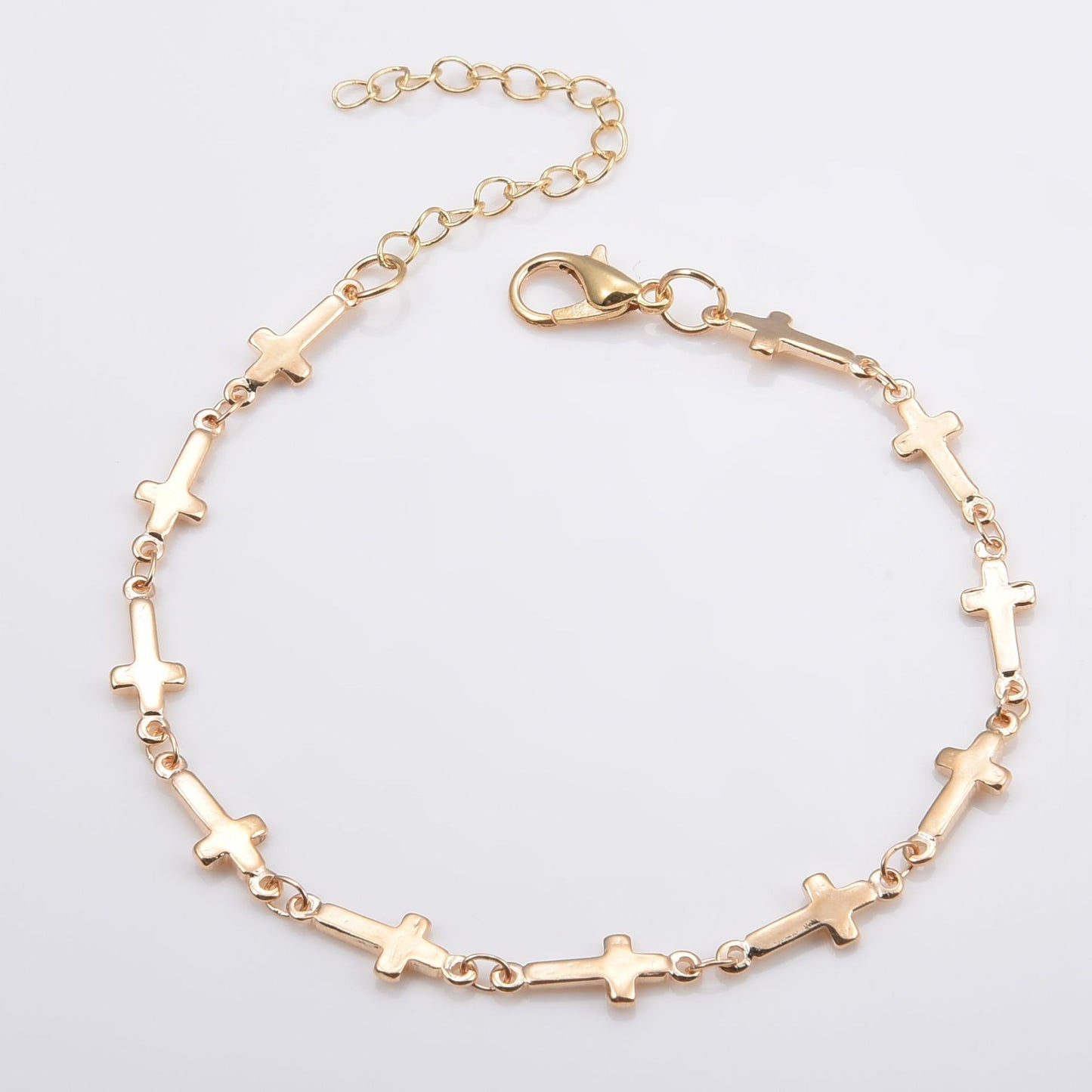 Womens Cross Bracelets Simple Chain Electroplated Jewelry Fashionable Adjustable Bracelet Gold Color For Women