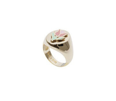 Unisex Enamel Daisy Ring Floral Design Brass Durable Fashion Jewelry Wear Special Occasions Giftable Accessory