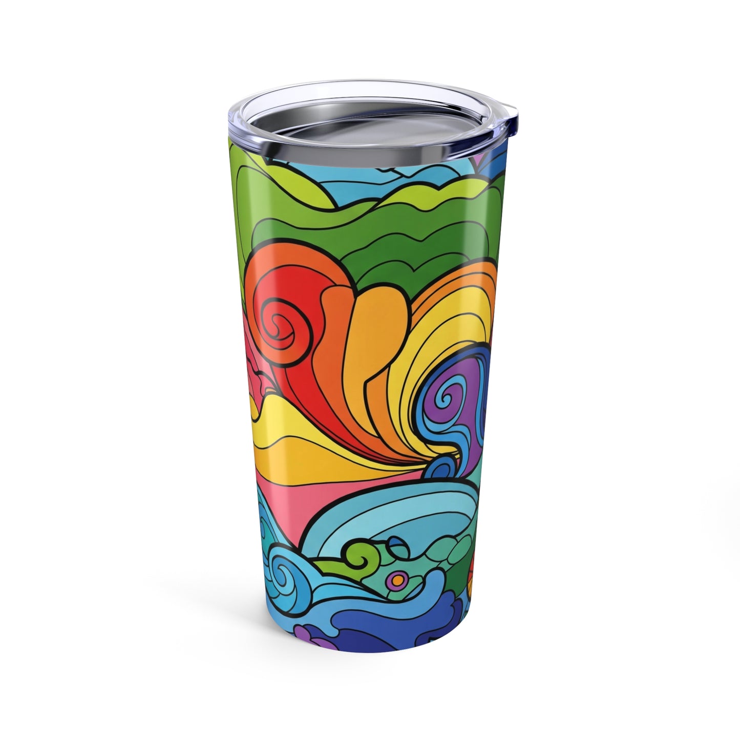 20oz Stainless Steel Printed Design Tumbler With Double Wall Vacuum Insulation Spill Resistant Travel Cup With Lid