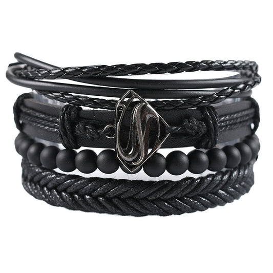 Unisex Leather Braided Bracelet With Alloy Zodiac Animal Design Fashion Wristband Jewelry Cowhide Leather Gold