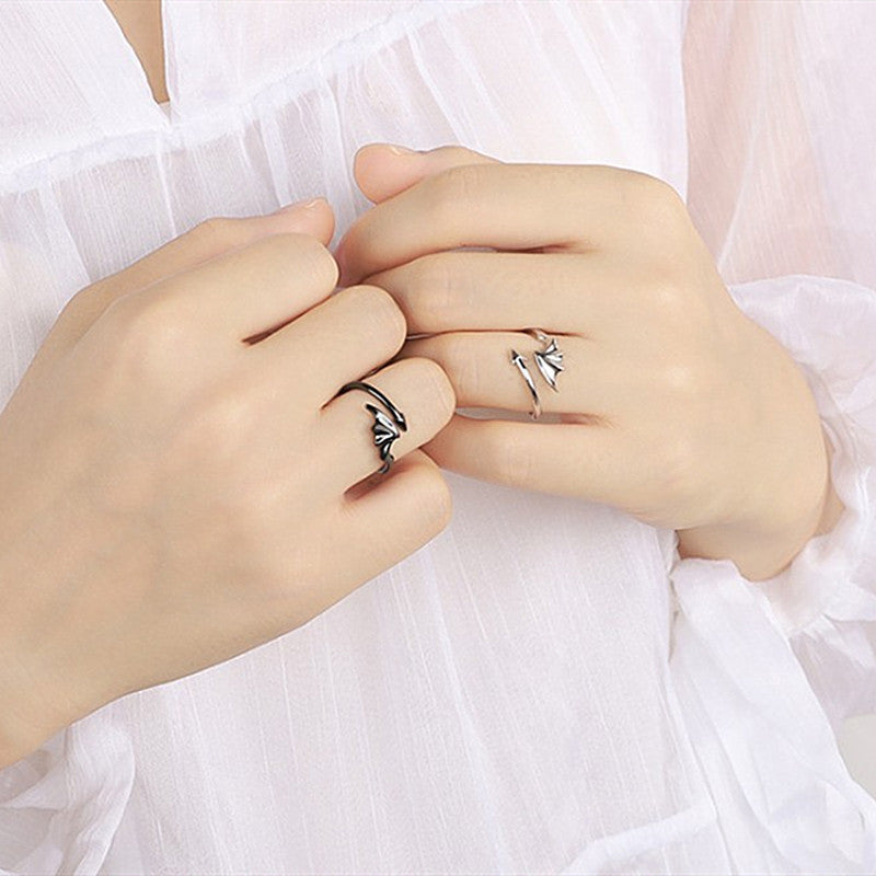 Unisex Angel Wing And Demon Wing Ring Sterling Silver