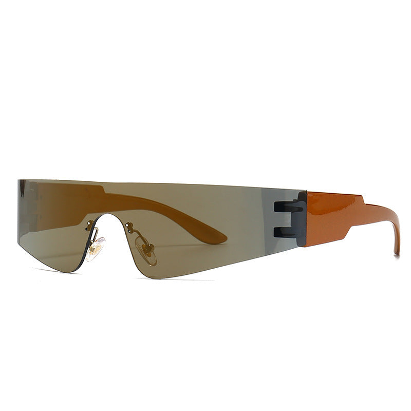 Womens Flat Top Sunglasses Frameless Glasses With UV400 Protection Resin Lens And PC Frame Stylish Sun Glasses