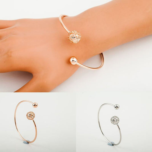 Womens Hollow Flower Ball Bracelet Silver Plated Gold Plated Alloy Jewelry European Style Accessory Everyday Wear