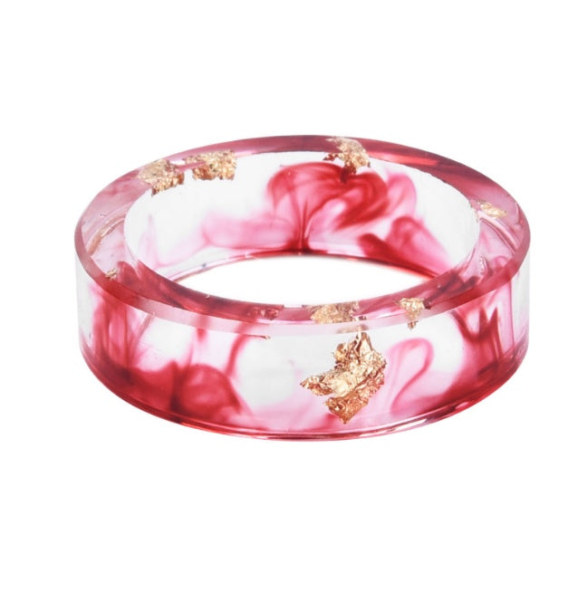 Dried Flower Resin Ring Handmade Epoxy With Gold Foil
