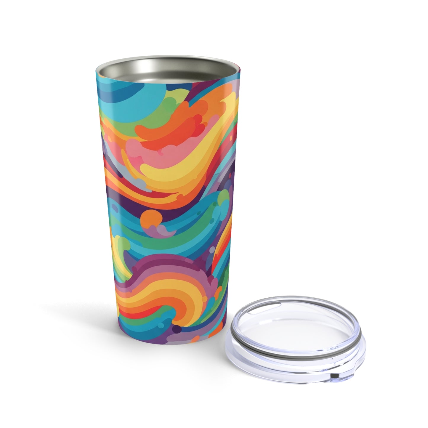 20 Oz Stainless Steel Tumbler Vibrant Printed Pattern Double Wall Vacuum Insulated Leak Proof BPA Free Travel Mug
