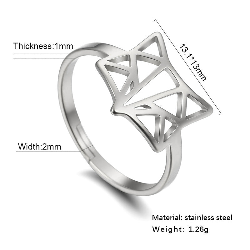 Animal Design Stainless Steel Ring for Women Girls Cute Chic Adjustable Opening Zodiac Rings Elegant Accessory