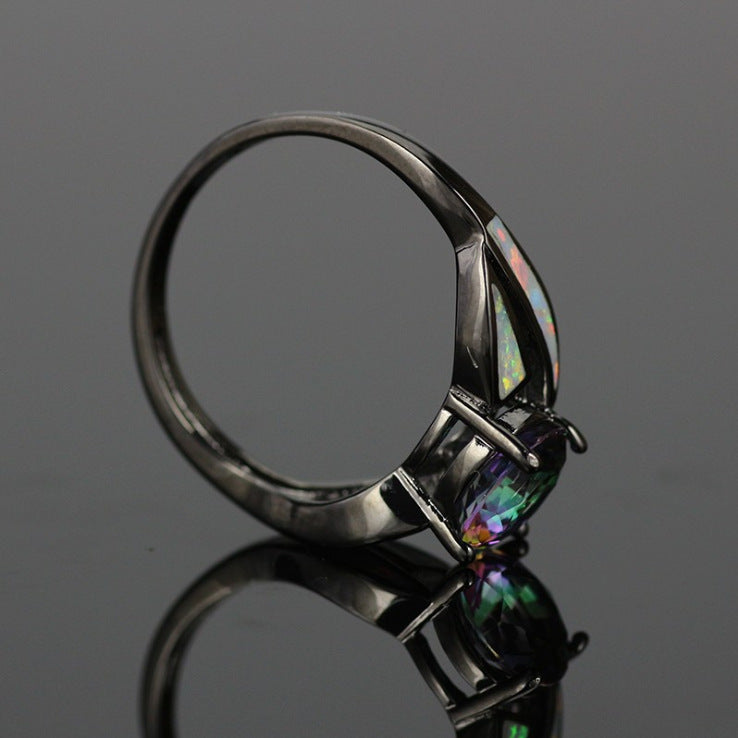 Women Cubic Crystal Ring Colorful Dazzling Alloy Fashion Jewelry Durable Versatile Statement Gift Elegant Look